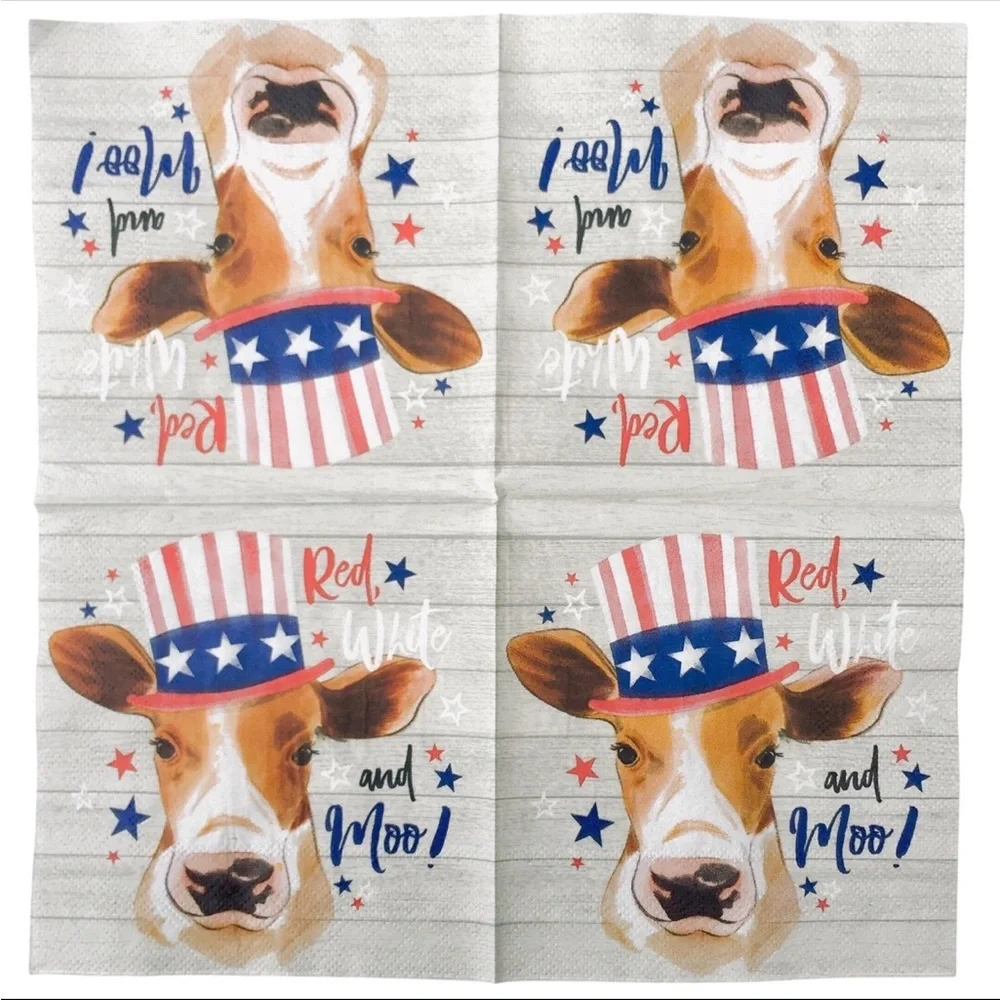 4th of July Decoupage Napkin Bundle Patriotic Stars & Stripes US Flag, 13 pcs